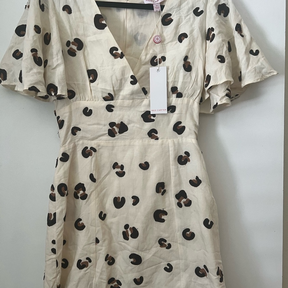 Red Carter Cream and Black Ruffled Puff Sleeve Mini Dress - Picture 3 of 8